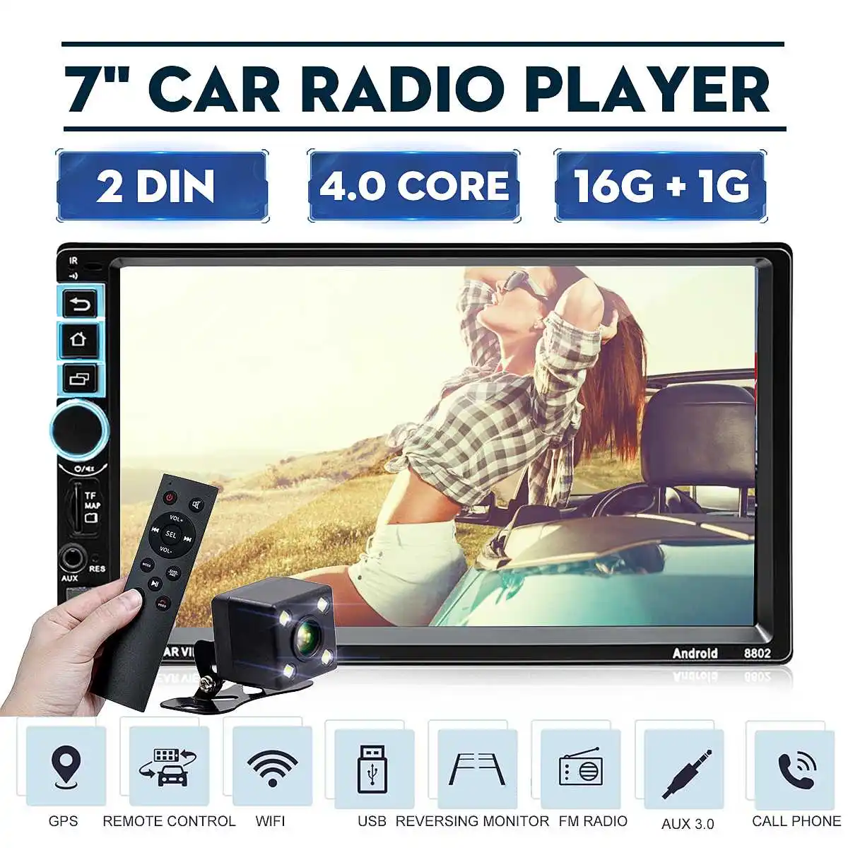 7" 2 din Android HD Auto Car Multimedia Autoradio Radio Stereo Touch Screen bluetooth Wifi GPS FM MP5 Player TF Rear View Camera
7" 2 din Android HD Auto Car Multimedia Autoradio Radio Stereo Touch Screen bluetooth Wifi GPS FM MP5 Player TF Rear View Camera