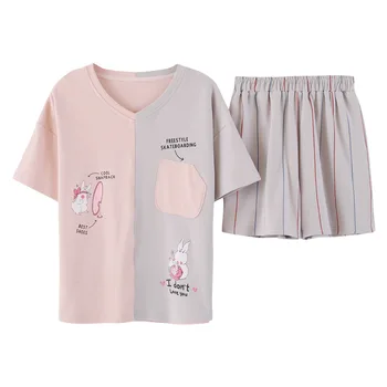 Summer pure cotton couple pajamas short sleeve shorts for men and women simple casual wear home clothes suit
Summer pure cotton couple pajamas short sleeve shorts for men and women simple casual wear home clothes suit