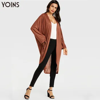 

YOINS 2020 Autumn Winter Women Coat Mid-Long Open Front Long Sleeves Casual Work Bluas Casaco Feminino Camel Overwear Loose fit