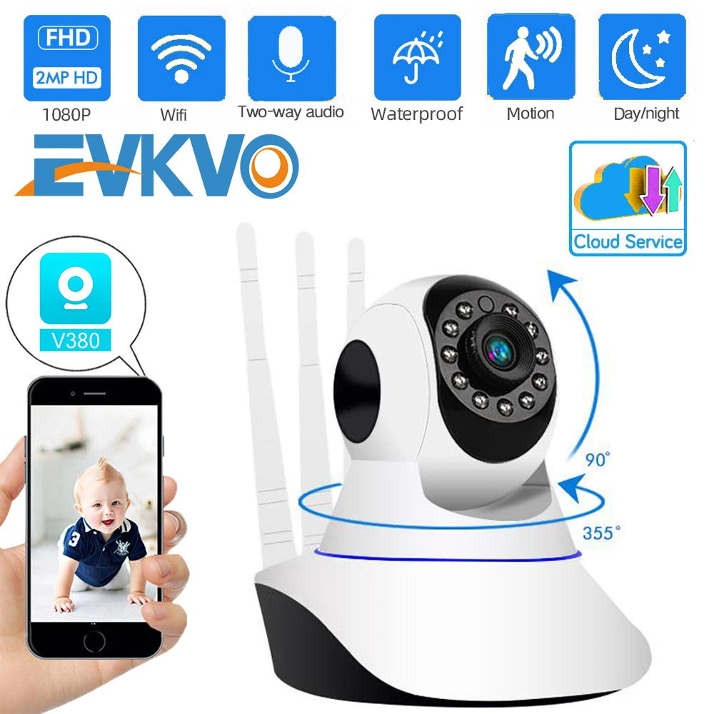 EVKVO 1080P Home Security IP Camera Two Way Audio Wireless Mini Camera Infrared Night Vision CCTV WiFi Camera Baby Monitor V380
EVKVO 1080P Home Security IP Camera Two Way Audio Wireless Mini Camera Infrared Night Vision CCTV WiFi Camera Baby Monitor V380