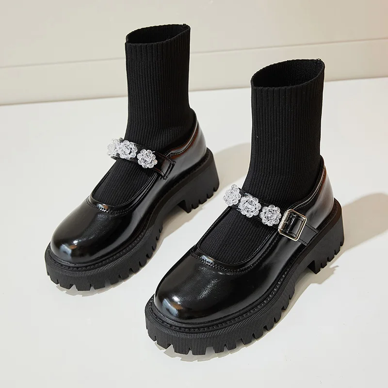 New Autumn Winter Sock Boots Women Ankle Boots Chunky Heels Platform Round Toe Mary Jane Shoes British Style Ladies Short Boats
New Autumn Winter Sock Boots Women Ankle Boots Chunky Heels Platform Round Toe Mary Jane Shoes British Style Ladies Short Boats