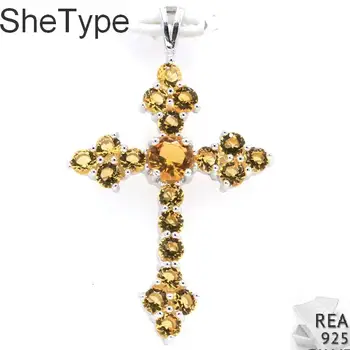 40x24mm 3.9g Classic Cross Golden Citrine Gift For Sister Real 925 Solid Sterling Silver Pendant
40x24mm 3.9g Classic Cross Golden Citrine Gift For Sister Real 925 Solid Sterling Silver Pendant