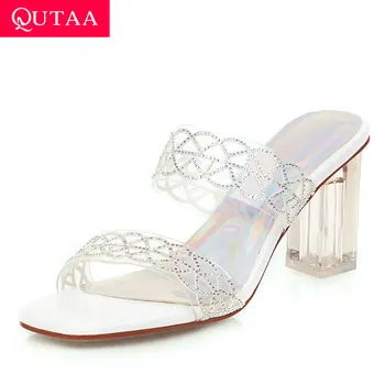 QUTAA 2020 Fashion Crystal Transparent PU Sandals Square High Heel Women Shoes Open-toed Slingback Women Pumps Big Size 34-43
QUTAA 2020 Fashion Crystal Transparent PU Sandals Square High Heel Women Shoes Open-toed Slingback Women Pumps Big Size 34-43
