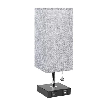 USB Bedside Grey Square Fabric ShadeTable Lamp Modern Table & Bedside Lamp with 2 Useful USB Quick Charging Port
USB Bedside Grey Square Fabric ShadeTable Lamp Modern Table & Bedside Lamp with 2 Useful USB Quick Charging Port
