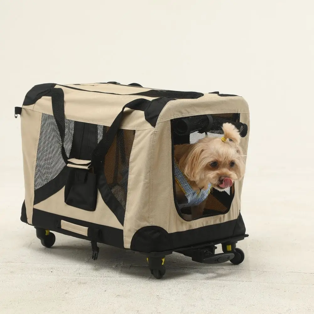 Pet Rolling Carrier with Detachable Wheels, Travel Pet Carrier / Collapsible Dog Cage for Small Dogs & Cats Pet Rolling Carrier with Detachable Wheels, Travel Pet Carrier / Collapsible Dog Cage for Small Dogs & Cats