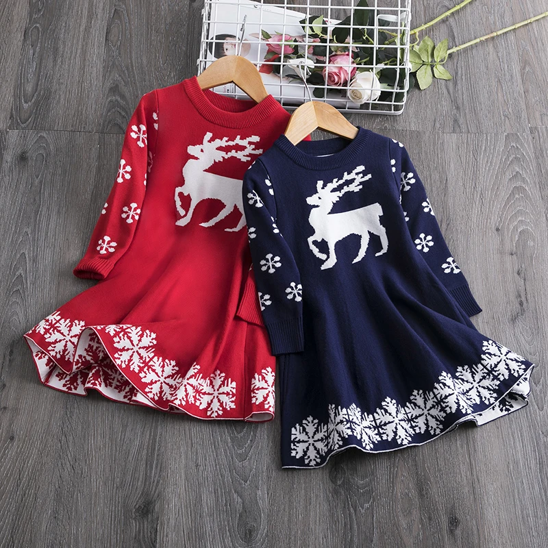Kids Dresses For Girls Long Sleeve Cartoon Snowflake Girl Sweater Dress New Year Costume Princess Dress Kids Christmas Vestidos 
Kids Dresses For Girls Long Sleeve Cartoon Snowflake Girl Sweater Dress New Year Costume Princess Dress Kids Christmas Vestidos