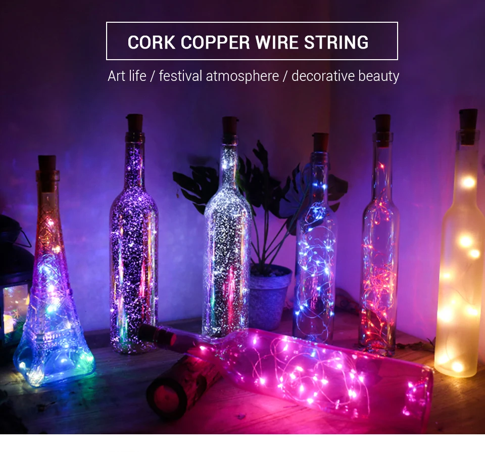 Cork Shape LED String Lights Copper Wire Waterproof Wedding Party Decor 