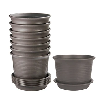 Plastic Flower Pots 8 Pcs Pots with Drainage Hole Planters with Saucers for Modern Plants,Succulents,and Seeding Nursery
Plastic Flower Pots 8 Pcs Pots with Drainage Hole Planters with Saucers for Modern Plants,Succulents,and Seeding Nursery