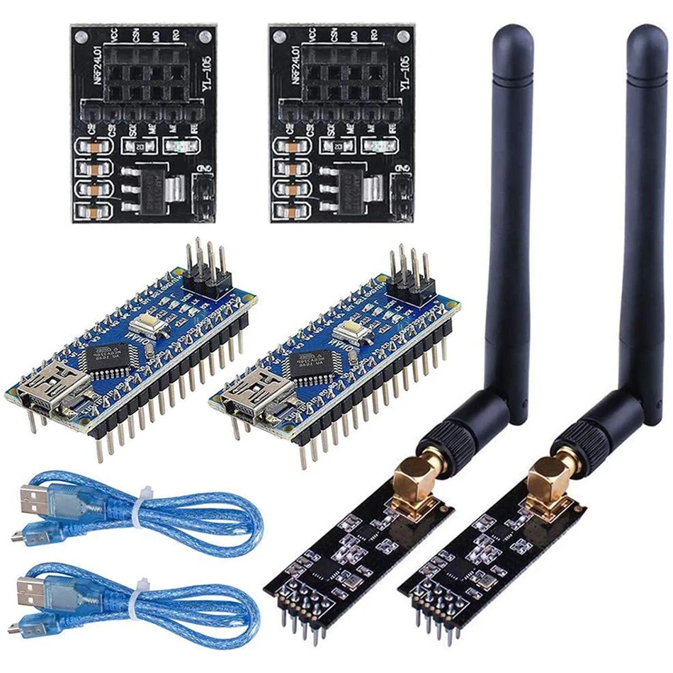 Wireless Transceiver Receiver NRF24L01+PA+LNA RF Module SMA Antenna 2.4 GHz 1100m NRF24L01 Regulator Nano V3.0 ATmega328P Board
Wireless Transceiver Receiver NRF24L01+PA+LNA RF Module SMA Antenna 2.4 GHz 1100m NRF24L01 Regulator Nano V3.0 ATmega328P Board