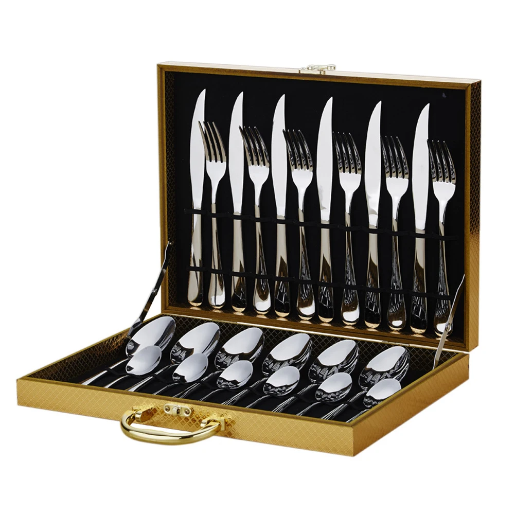 24PCS With Box Cutlery Set Stainless Steel Tableware Forks Spoons Party Home Bar Wedding Dinner Western Food Kitchen Restaurant
24PCS With Box Cutlery Set Stainless Steel Tableware Forks Spoons Party Home Bar Wedding Dinner Western Food Kitchen Restaurant
