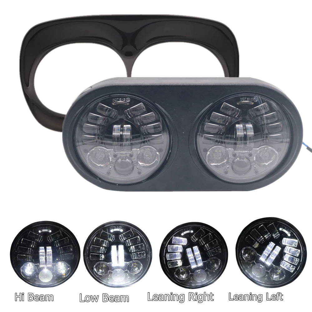 DOT Leaning Left Leaning Right 5.75" Dual LED Motorcycle Headlight for Road Glide 2004-2013 Projector Adaptive Headlight lamp
DOT Leaning Left Leaning Right 5.75" Dual LED Motorcycle Headlight for Road Glide 2004-2013 Projector Adaptive Headlight lamp