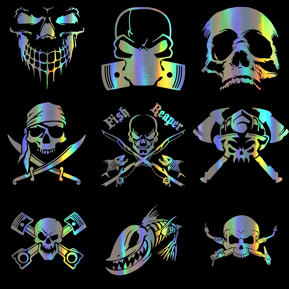 Personality Skull Series Car Sticker Vinyl Reflective Funny Stickers on Auto 3D Motorcycle Moto Stickers and Decals Laser
Personality Skull Series Car Sticker Vinyl Reflective Funny Stickers on Auto 3D Motorcycle Moto Stickers and Decals Laser