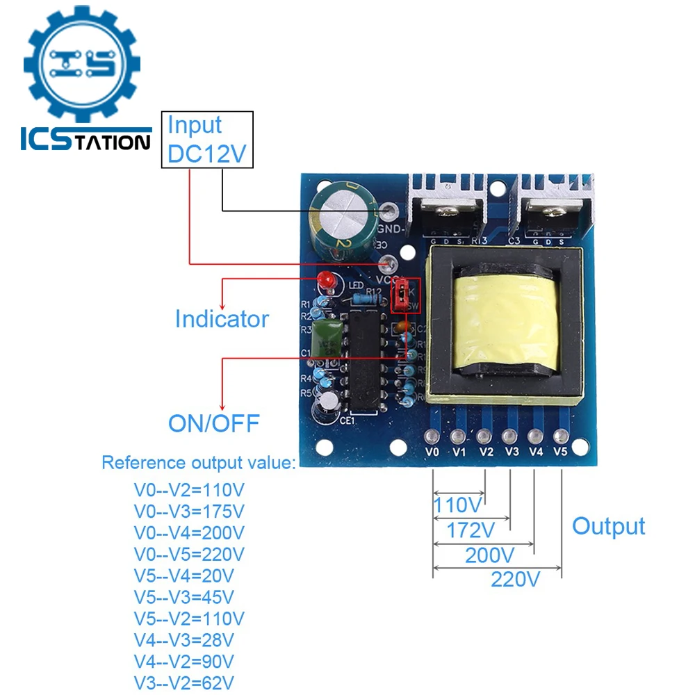 DC-AC 150W инвертор шаг вверх Питание модуль Boost доска DC 12V к переменному току 110V 220V