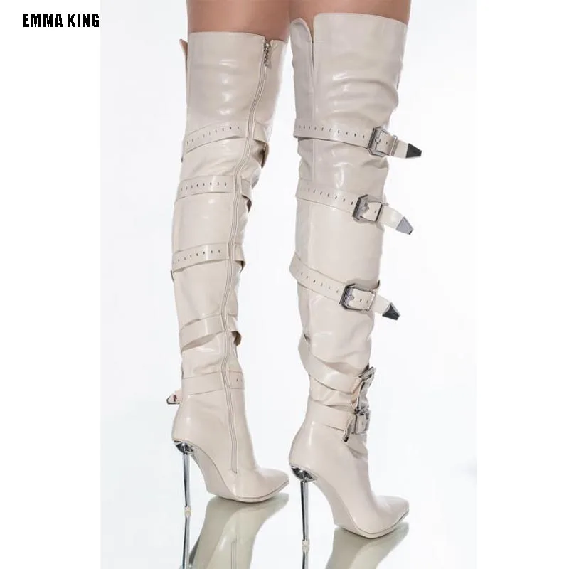 2021 Women Fashion Over the Knee Boots Pu leather Belt High Heel Boots Pointed Toe Zipper Thin High Heels Boots 35-44
2021 Women Fashion Over the Knee Boots Pu leather Belt High Heel Boots Pointed Toe Zipper Thin High Heels Boots 35-44