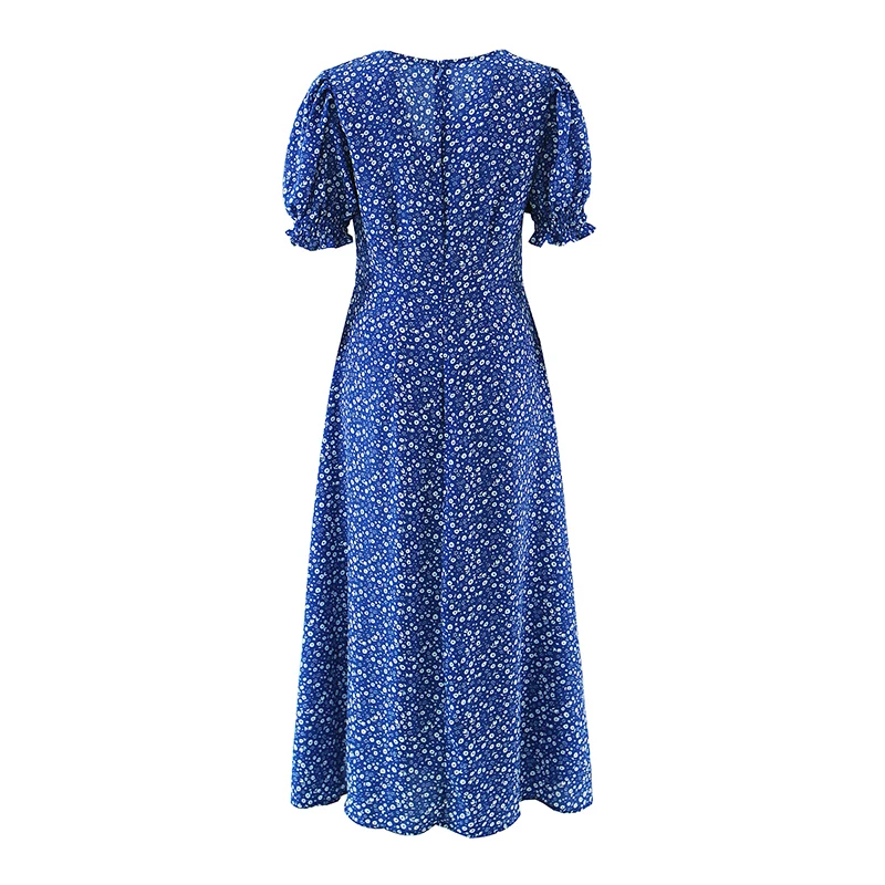 Simplee Sexy V-neck Split Summer Women Dress 2021 Fashion Blue Dot print Asymmetrical Midi Sundress Elegant Puff Sleeve Vestidos Simplee Sexy V-neck Split Summer Women Dress 2021 Fashion Blue Dot print Asymmetrical Midi Sundress Elegant Puff Sleeve Vestidos