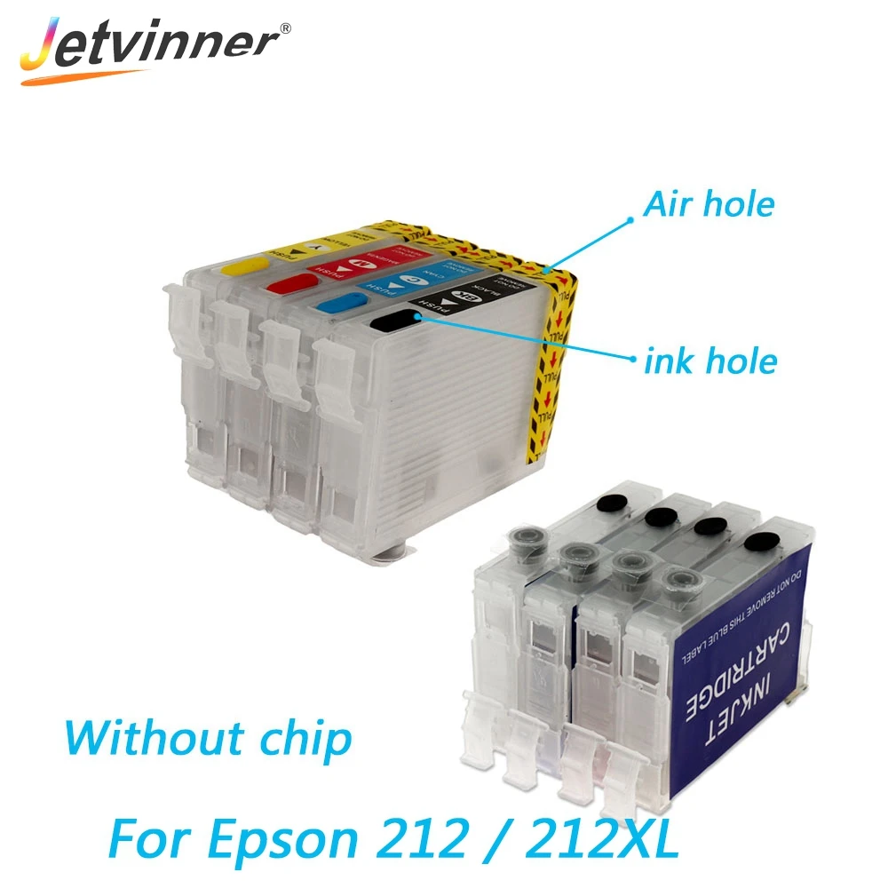 Jetvinner 212 212XL Refillable Ink Cartridge For Epson Expression Home XP-4100 XP-4105 WorkForce WF-2830 WF-2850 Printer No Chip
Jetvinner 212 212XL Refillable Ink Cartridge For Epson Expression Home XP-4100 XP-4105 WorkForce WF-2830 WF-2850 Printer No Chip