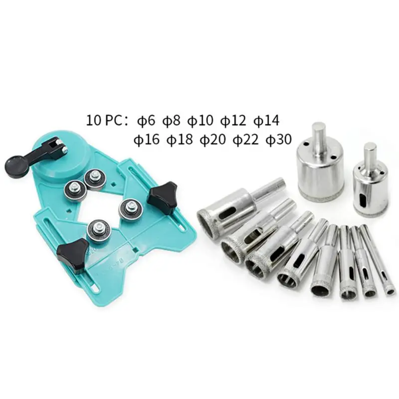 11pcs Tile Glass Hole Openings Locator 4-83mm Drill Guide with Vacuum Sucker Bit