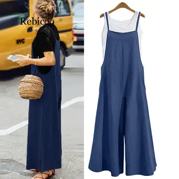 Jumpsuits for Women Cotton Wide Leg Pants Overalls female Playsuit Spaghetti Straps Pockets Rompers Dungarees Plus Size 3XL 5XL 
Jumpsuits for Women Cotton Wide Leg Pants Overalls female Playsuit Spaghetti Straps Pockets Rompers Dungarees Plus Size 3XL 5XL