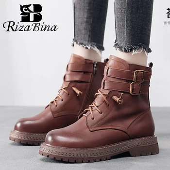 RIZABINA Real Leather Women Ankle Boots Zipper Metal Buckle Flats Shoes Round Toe Warm Boots Women Party Footwear Size 35-40
RIZABINA Real Leather Women Ankle Boots Zipper Metal Buckle Flats Shoes Round Toe Warm Boots Women Party Footwear Size 35-40