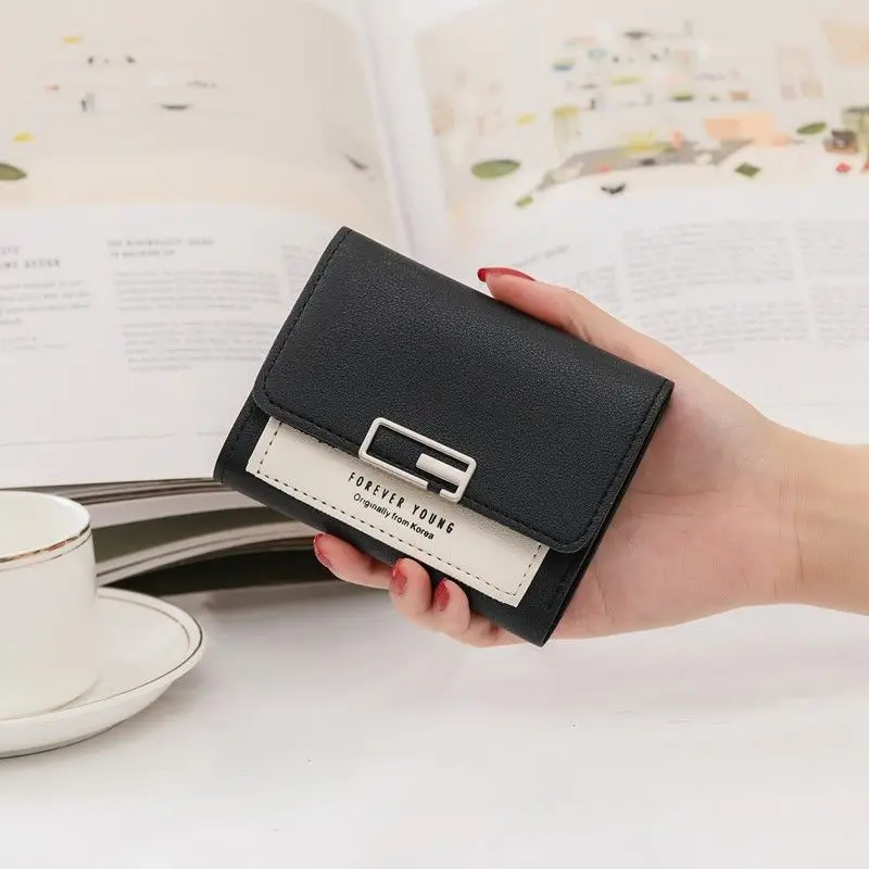 

Women's Short Simple Wallet Square Mini Folding Card Holder Luxury Female Fashion Coin Purses Replicas Made Leather 2022 New