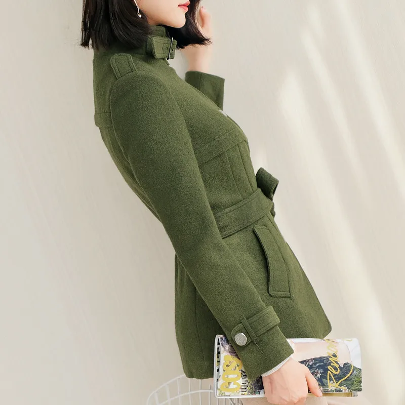 Фото Корейское шерстяное пальто женская короткая осенне-зимняя куртка элегантные