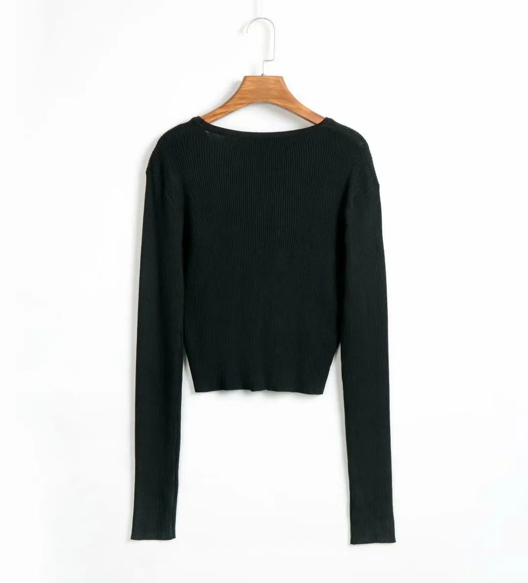 dress new style solid color v-neck knitted cardigan sweater