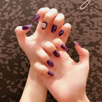 24pcs Fashion Full Cover Fake Nail with Glue Ins Style Wearable Purple Fake Nail Glitter Cat Eye with Shiny Rhinestone press on
24pcs Fashion Full Cover Fake Nail with Glue Ins Style Wearable Purple Fake Nail Glitter Cat Eye with Shiny Rhinestone press on