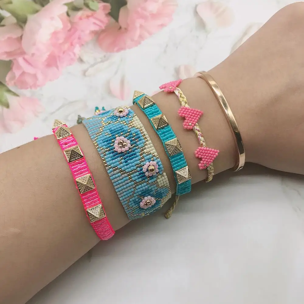 BLUESTAR 4pcs One Set Women Pink Blue Flower Bangles Handmade Bohemian Plum Blossom Lady Zircon Bead Heart MIYUKI Bracelets
BLUESTAR 4pcs One Set Women Pink Blue Flower Bangles Handmade Bohemian Plum Blossom Lady Zircon Bead Heart MIYUKI Bracelets