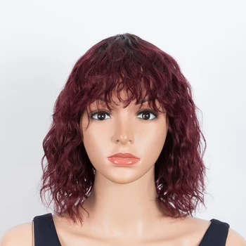 

Short Curly Bob Wig With Bang Wavy Curl For Black Women Remy Brazilian Human Hair Wigs Toutou Curl Bob Wigs With Bangs Allure