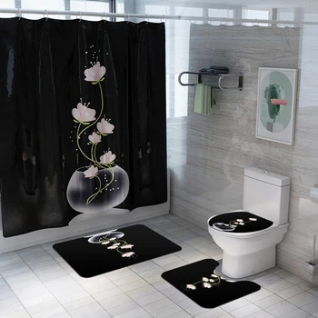 Non Slip Holes Shower Curtain Set Bathroom Toilet Pad Polyester Floor Decorative Flower Printed Mildew Resistant Bath Mat
Non Slip Holes Shower Curtain Set Bathroom Toilet Pad Polyester Floor Decorative Flower Printed Mildew Resistant Bath Mat