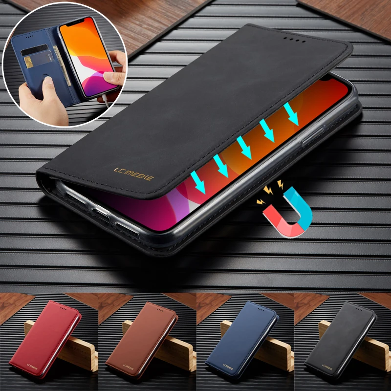 Магнитный кожаный чехол для iPhone 11 Pro XS Max XR X 6 6S 7 8 Plus бумажник с кармашком карт Samsung
