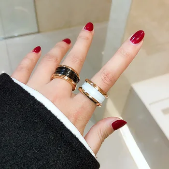 Europe and America Cool Black Ceramic Forefinger Ring Titanium Steel Rose Gold Couple Rings Ring Rings Men and Women Couple Ring
Europe and America Cool Black Ceramic Forefinger Ring Titanium Steel Rose Gold Couple Rings Ring Rings Men and Women Couple Ring