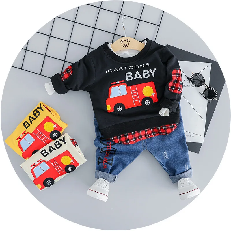 Комплект одежды для мальчиков весенне-осенний детский Модный хлопковый топ +
