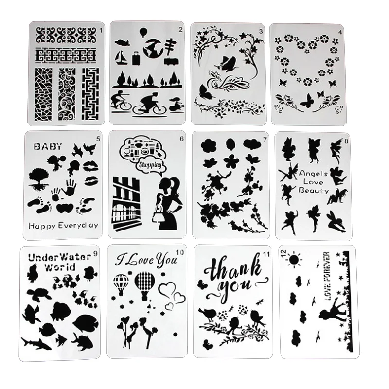 4pc Stencils Bullet Journal Painting Template DIY Scrapbooking Album Embossing Graffiti Drawing Template A5 Lace Ruler Reusable
4pc Stencils Bullet Journal Painting Template DIY Scrapbooking Album Embossing Graffiti Drawing Template A5 Lace Ruler Reusable