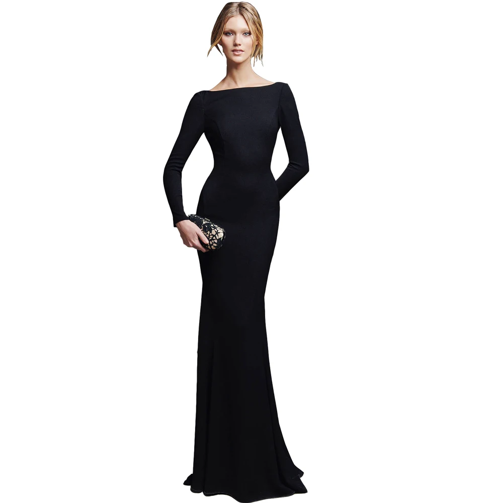 2018 real picture backless long sleeve Slim black evening gown party vestido de festa vestidos longo mother of the bride dresses
2018 real picture backless long sleeve Slim black evening gown party vestido de festa vestidos longo mother of the bride dresses
