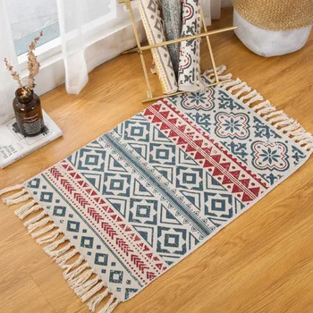 Retro Bohemian Hand Woven Tassel Carpet Cotton Linen Bedside Rug Non-slip Washable Geometric Floor Mat For Living Room Bedroom
Retro Bohemian Hand Woven Tassel Carpet Cotton Linen Bedside Rug Non-slip Washable Geometric Floor Mat For Living Room Bedroom