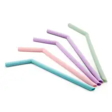 

Portable Juice Beverage Cocktail Reusable Curved Silicone Drinking Straw Pipe