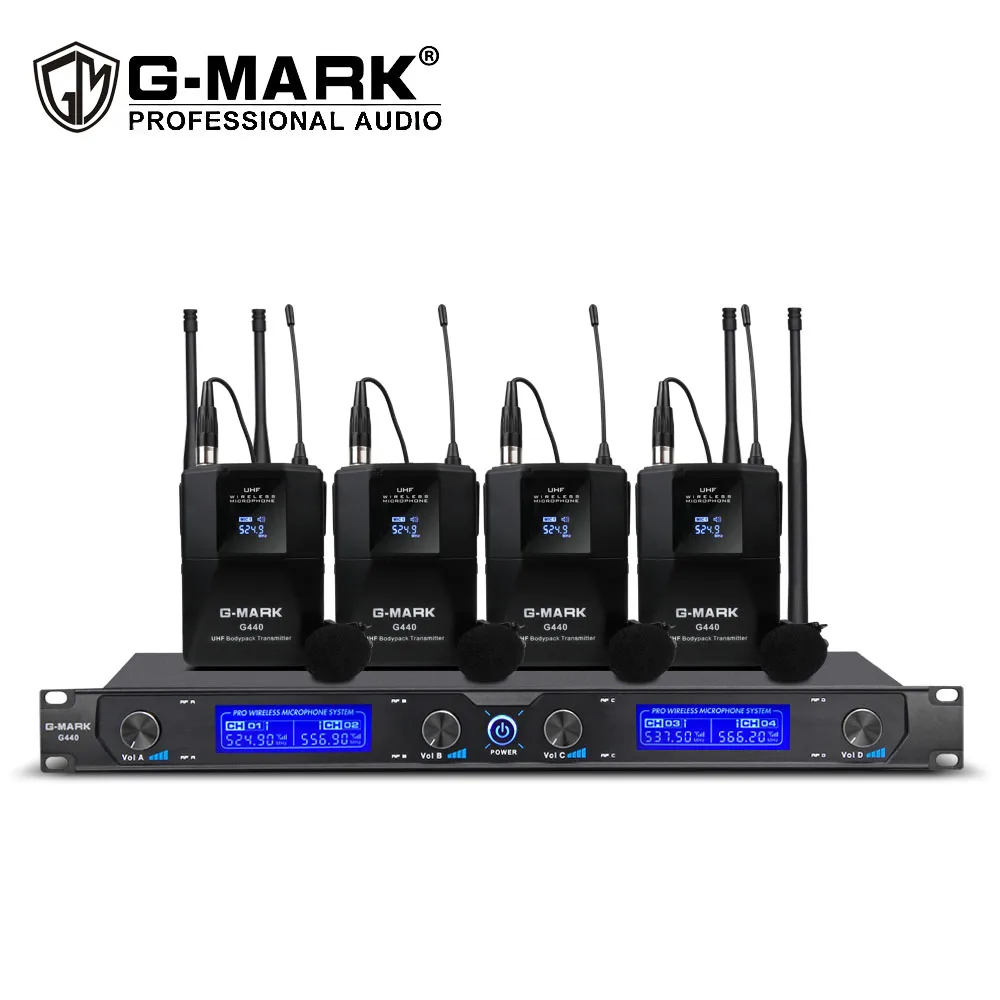 G-MARK G440 Wireless Microphone transmitter 4 Channel UHF lavalier Mic for meeting Wedding Party Stage 50 meters
G-MARK G440 Wireless Microphone transmitter 4 Channel UHF lavalier Mic for meeting Wedding Party Stage 50 meters