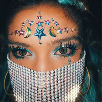 New Fashion Accessory Crystal Diamond Mesh Mask Cosplay Face Jewelry for Women Night Club Shiny Rhinestone Mask Mouth Decoration 
New Fashion Accessory Crystal Diamond Mesh Mask Cosplay Face Jewelry for Women Night Club Shiny Rhinestone Mask Mouth Decoration