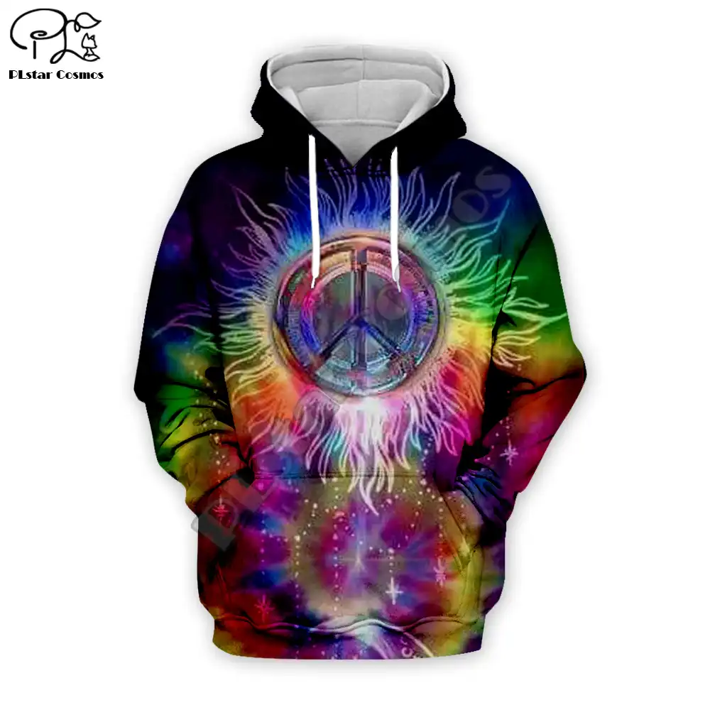 colorful peace print 3d hoodies trippy sweatshirt fashion groovy
