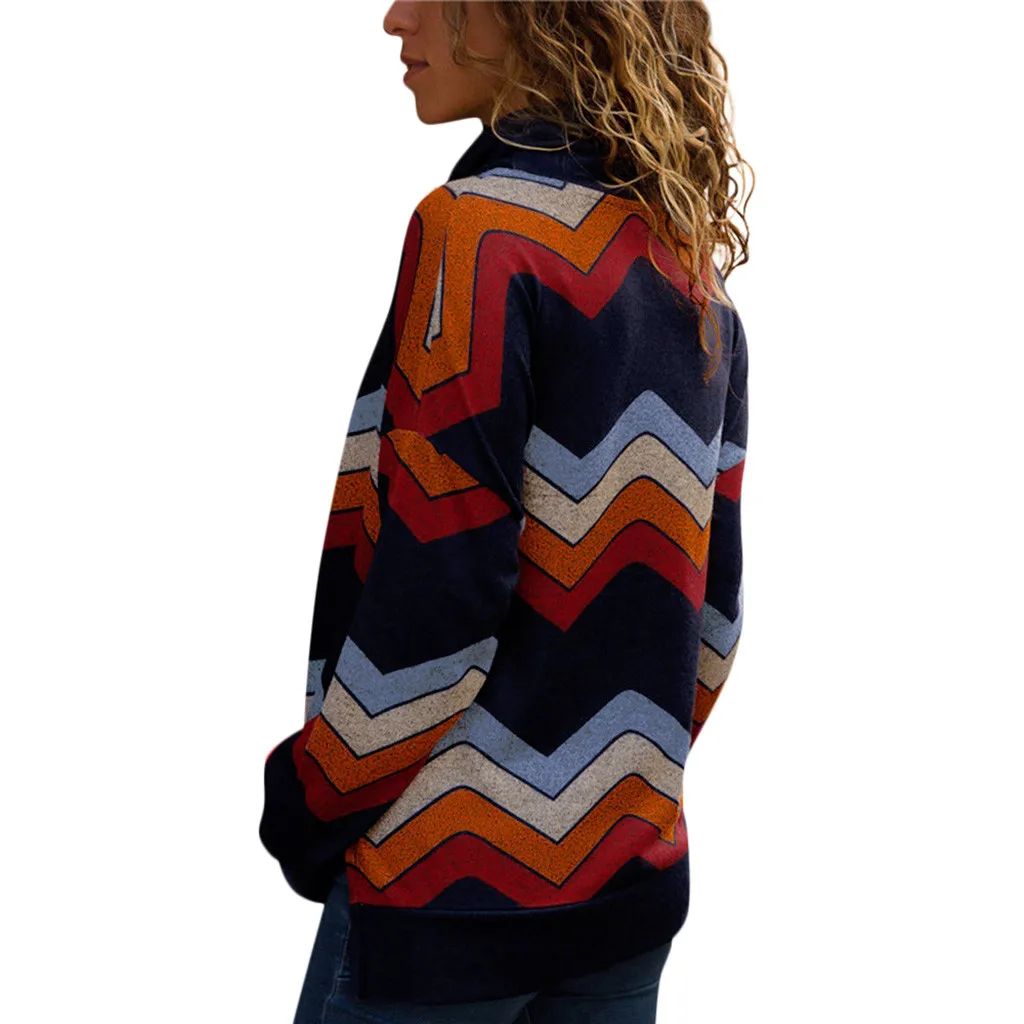 Jaycosin Fashion Casual Lady Long Sleeve Loose Geometric Turtleneck Knitted Sweater Stylish Comfortable Soft Elegant Fit Top