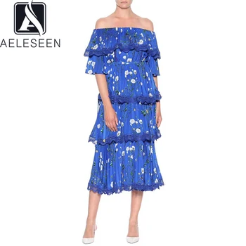 AELESEEN Summer Runway Women Dress Ladies Butterfly Sleeve Slash Neck Ruffles Blue Floral Print Party Long Dresses Vestoidos
AELESEEN Summer Runway Women Dress Ladies Butterfly Sleeve Slash Neck Ruffles Blue Floral Print Party Long Dresses Vestoidos