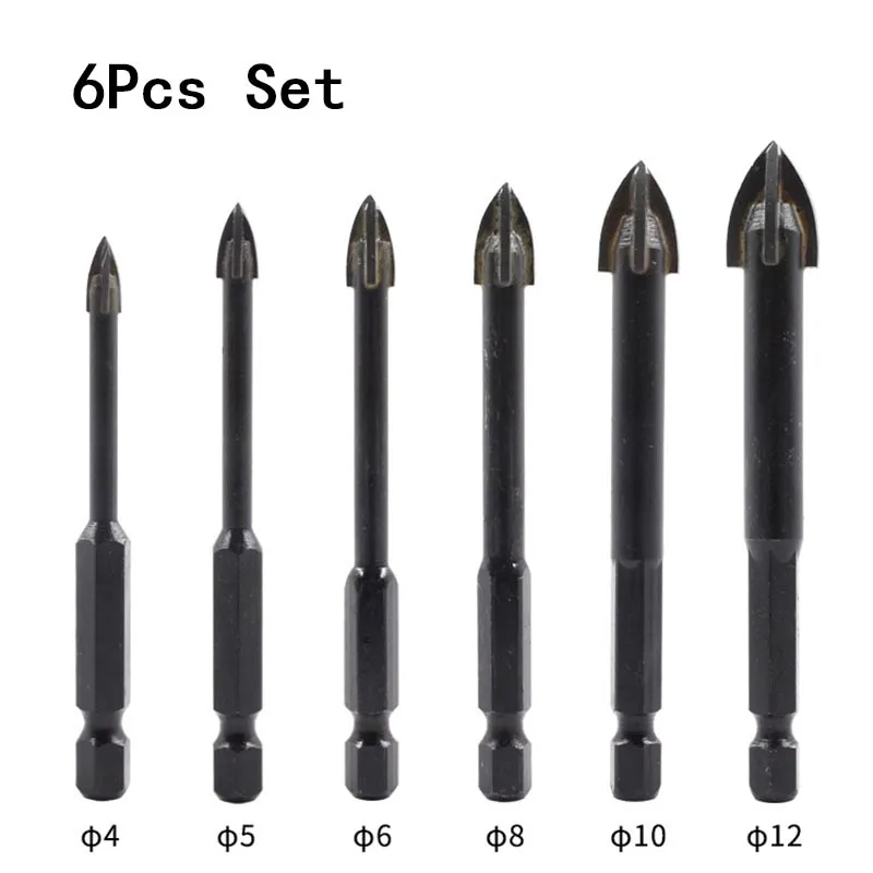 6Pcs Hexagonal Handle Glass Tile Diamond Drill Bit Set Carbide Cross Triangle Ceramic Tile Marble Multi-function Drill Bits
6Pcs Hexagonal Handle Glass Tile Diamond Drill Bit Set Carbide Cross Triangle Ceramic Tile Marble Multi-function Drill Bits