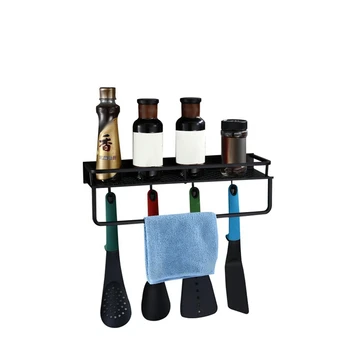 Wall Mounted Black Kitchen Pantry Rack Shelf Cookware Storage Organizer With Bar And 6 Hooks Accessory
Wall Mounted Black Kitchen Pantry Rack Shelf Cookware Storage Organizer With Bar And 6 Hooks Accessory