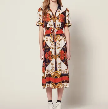 Women's V-neck Print Short Sleeve Slim Split Casual Female Long Dresses with Sashe and Buttons for Holiday 2020 Spring New
Women's V-neck Print Short Sleeve Slim Split Casual Female Long Dresses with Sashe and Buttons for Holiday 2020 Spring New