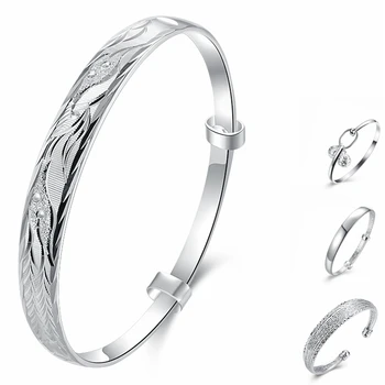 2018 New 925 Silver Lucky Women Open Cuff Bangle & Bracelet Luxury Silver Jewelry Silver Small Hollow Bracelet Wholesale Retail
2018 New 925 Silver Lucky Women Open Cuff Bangle & Bracelet Luxury Silver Jewelry Silver Small Hollow Bracelet Wholesale Retail