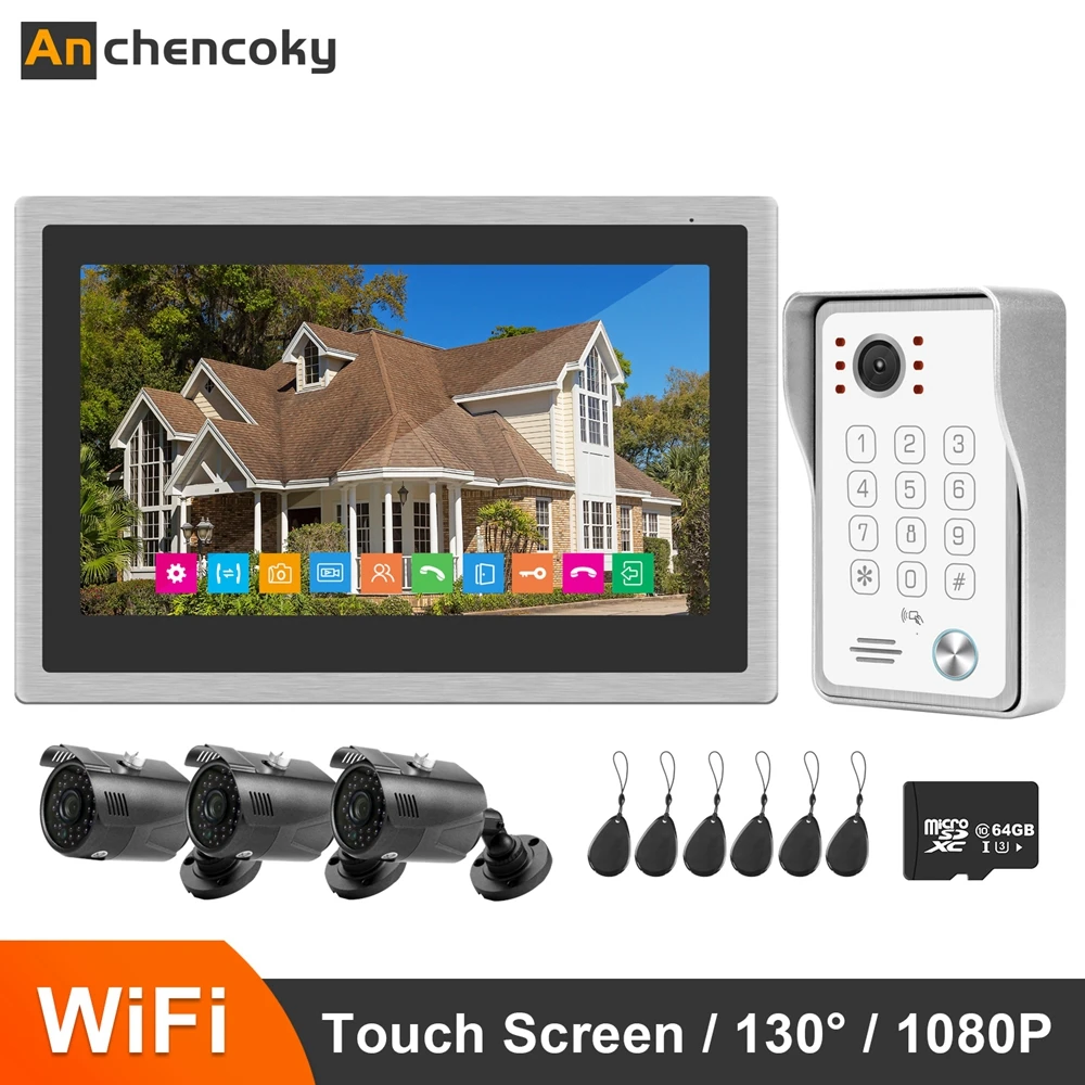 Anchencoky 10 Inch Wireless Wifi Smart IP Video Doorbell Intercom System 1080P Doorbell Camera with Record Motion Detection Kit
Anchencoky 10 Inch Wireless Wifi Smart IP Video Doorbell Intercom System 1080P Doorbell Camera with Record Motion Detection Kit