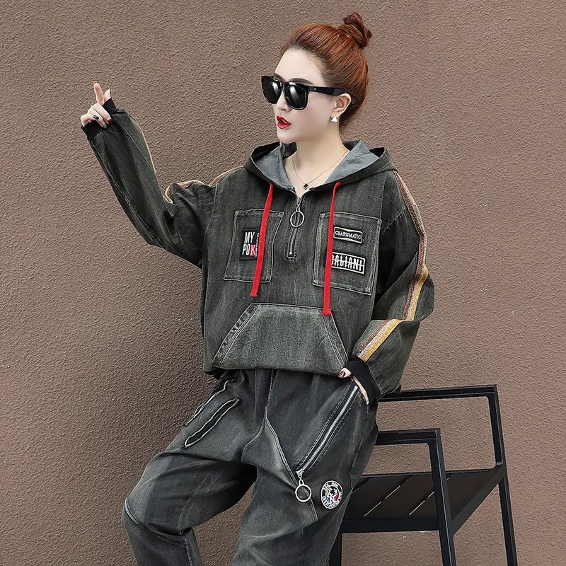 Autumn Luxury Korean Tracksuit Women Two Piece Set Denim Hoodies Tops and Pants Suit Female Oversized 2pcs Outfits Clothing Sets
Autumn Luxury Korean Tracksuit Women Two Piece Set Denim Hoodies Tops and Pants Suit Female Oversized 2pcs Outfits Clothing Sets