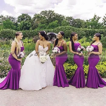 2020 Mermaid Purple Bridesmaid Dresses Long Spaghetti Strap Vestido De Fiesta De Boda African Women Wedding Party Dress Gown
2020 Mermaid Purple Bridesmaid Dresses Long Spaghetti Strap Vestido De Fiesta De Boda African Women Wedding Party Dress Gown