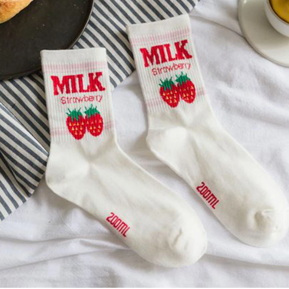 NEW Preppy Style Sweet Girls Soft Cotton Socks Women Middle Tube Creamy Milk Double Strawberry breathable Socks Free size 
NEW Preppy Style Sweet Girls Soft Cotton Socks Women Middle Tube Creamy Milk Double Strawberry breathable Socks Free size